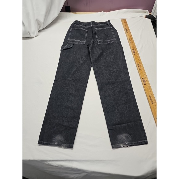 Rsq Y2k Baggy Mens Dark Black Denim Jeans Size 26x30 Carpenter - Picture 11 of 15